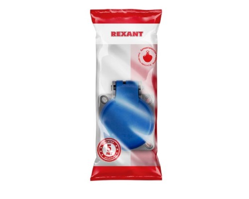 Розетка REXANT 111-008 влагозащищенная с крышкой (панельная), с/з, с/у, 1