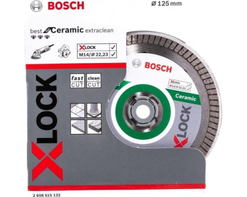 Алмазный диск для резки гранита BOSCH 125x22,23 X-LOCK Best for Ceramic Extraclean Turbo Best for Ceramic Extraclean Turbo [2608615132]