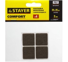 Накладки на мебельные ножки STAYER COMFORT самоклещ., фетровые, квадратные 25*25 м корич. 40912-25