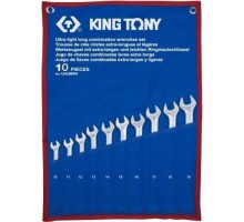 Набор комбинированных ключей KING TONY 10-19 мм удлиненных чехол из теторона, 10 предметов [12A0MRN]