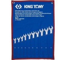 Набор комбинированных ключей KING TONY 10-19 мм удлиненных чехол из теторона, 10 предметов 12A0MRN