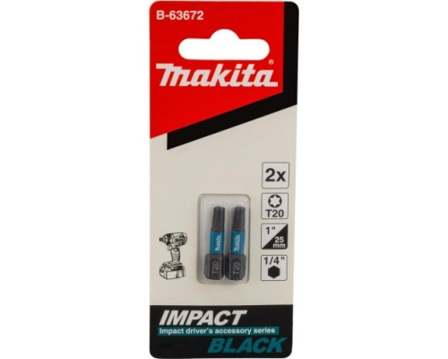 Бита для заворачивания MAKITA B-63672 Impact Black T20, 25 мм, C-form, 2 шт.