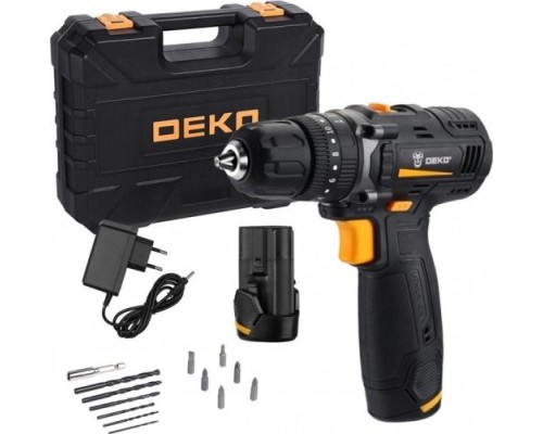 Дрель-шуруповерт аккумуляторная DEKO GCD12DU SET4 ударная в кейсе + оснастка 13 шт. [063-4038]
