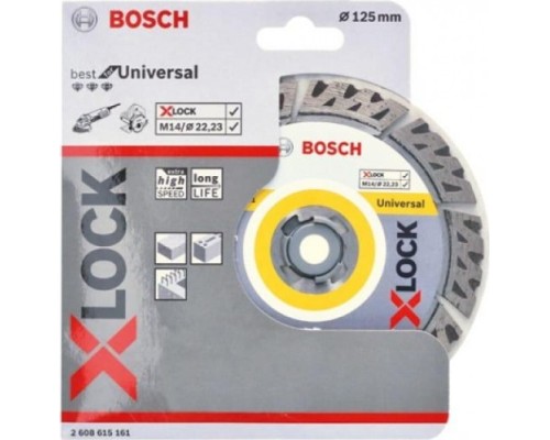 Алмазный диск для резки бетона BOSCH 125x22,23x2,2x12 мм X-LOCK Best for Universal [2608615161]