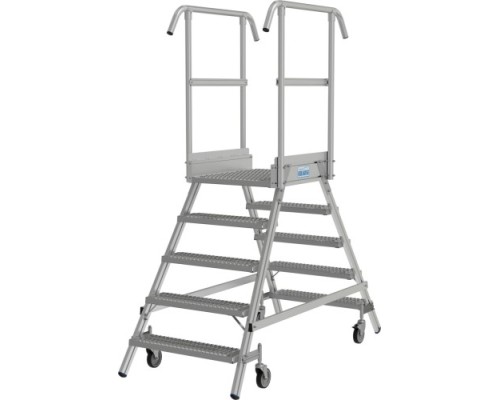 Лестница с платформой KRAUSE STABILO R13 5 перфорированных ступеней, передвижная, двухсторонняя [821454]
