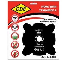 Нож для триммера DDE GRASS CUT 4-х лопастной (255х25,4/20 мм) [241-451]