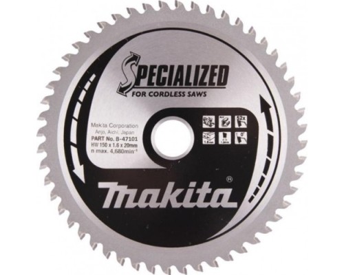 Пильный диск по алюминию MAKITA 150x20x1.6x52T для (для dcs551) [B-47101]