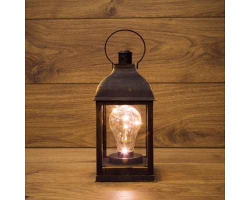 Фонарь декоративный Neon-Night с лампочкой бронзовый корпус 10,5х10,5х22,5 см, теплый белый [513-053]