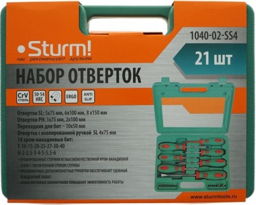 Набор отверток STURM 1040-02-SS4 + биты, 21 пред.