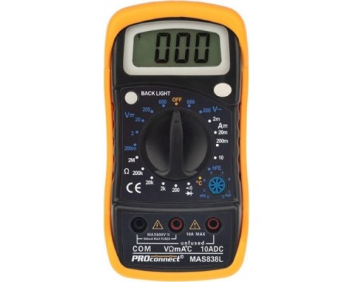Мультиметр цифровой PROconnect MAS838L портативный [13-3022]