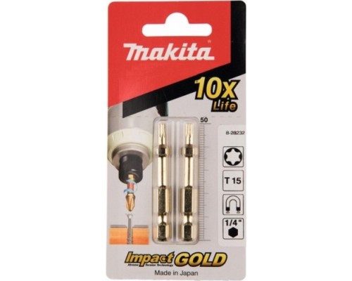 Бита для заворачивания MAKITA B-28232 Impact Gold T15, 50 мм, E-form (MZ), 2 шт.