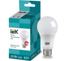 Лампа светодиодная IEK A60 15Вт 4000К Е27 Шар LLE-A60-15-230-40-E27