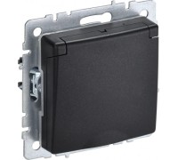 Розетка IEK BRITE РСбш10-3-44 16а защ. шторки с крышкой черн. BR-R16-16-44-K02