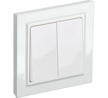Выключатель двухклавишный IEK BRITE ВСР10-2-0-БрБ 10А в сборе белый BR-V20-0-10-K01-F
