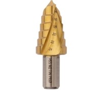Сверло ступенчатое по металлу Профоснастка № 3303 HSS-G M2 TIN 14-24мм, 6 ступ. хв. 13мм 30106003