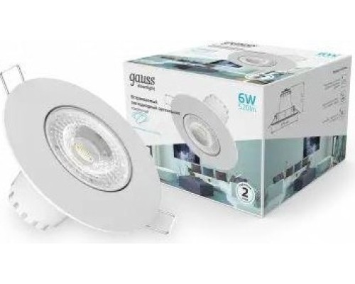 Светильник встраиваемый GAUSS 947 411 206 downlight круг 6w 520lm 4000k белый [947411206]