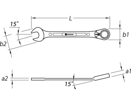 Ключ комбинированный трещоточный NORGAU тип N7UR с переключающейся 15 мм [060249015]