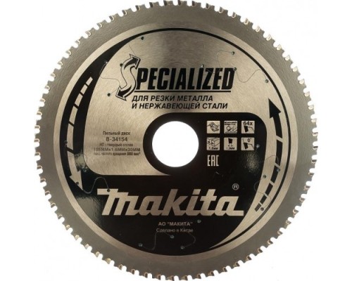 Пильный диск по металлу MAKITA 185х 30х64 B-34154 [B-34154]