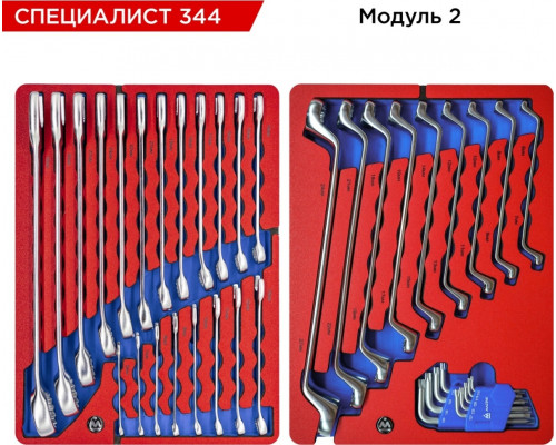 Тележка инструментальная МАСТАК "СПЕЦИАЛИСТ 344" с набором инструментов 344 пр, красная
