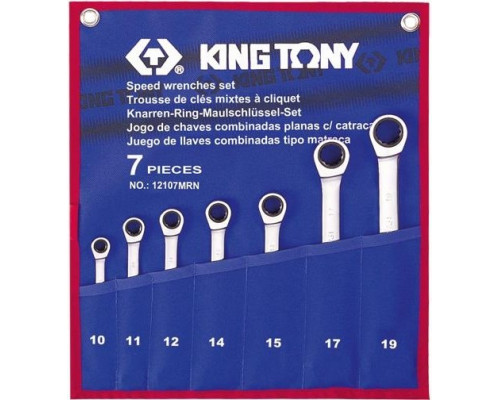 Набор комбинированных ключей с трещоткой KING TONY 12107MRN01, 7 предметов