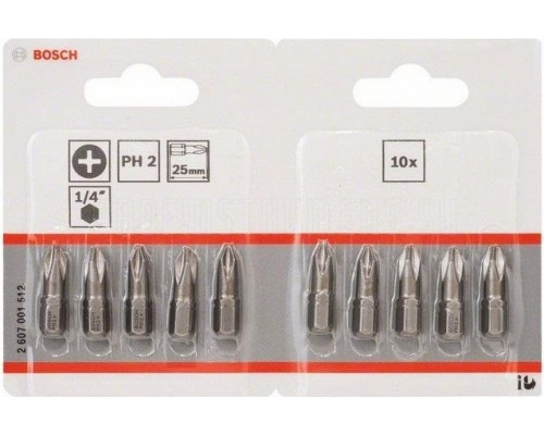 Бита для заворачивания BOSCH РH2х25 мм (10шт.) PRO 2607001512