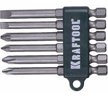 Набор бит KRAFTOOL хвостовик E 1/4 cr-v, 75мм, 6 предм. 26061-H6