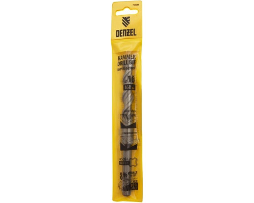 Бур SDS-plus Denzel Cobalt W-tip, 16x160 мм по бетону, двойная спираль 705036
