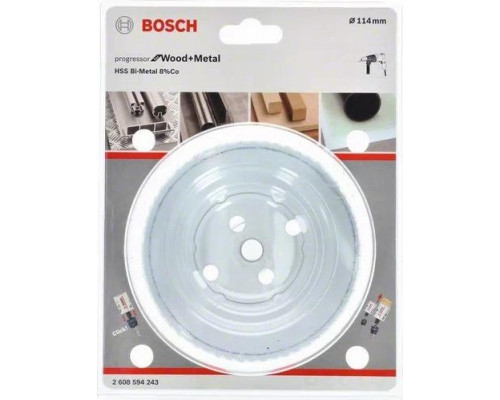 Коронка биметаллическая BOSCH PROGRESSOR for Wood&Metal 114 мм 2608594243