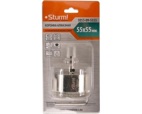 Алмазная коронка для мокрого сверления Sturm 1055-09-5555 по керамике и стеклу