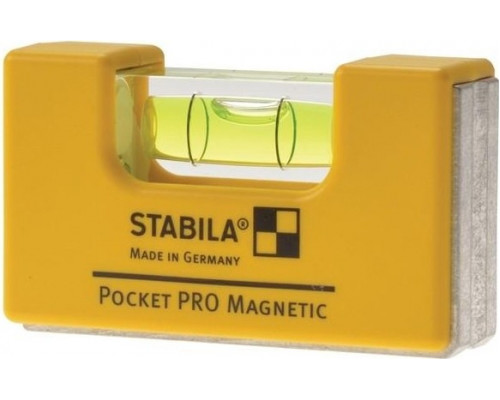 Уровень строительный STABILA Pocket Pro Magnetic с чехлом на пояс в блистере 17953