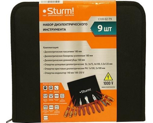 Набор электромонтажного инструмента Sturm 1310-02-T9 инструмента 9 предм, тканевый кейс