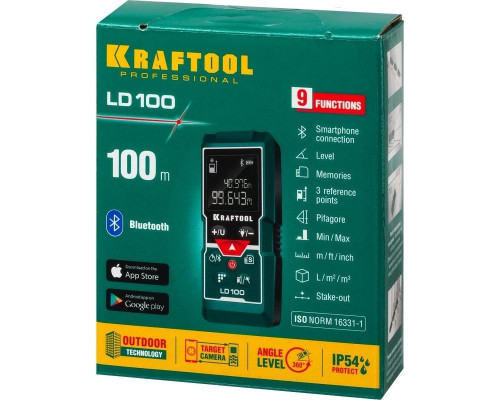 Лазерный дальномер KRAFTOOL LD-100 34765