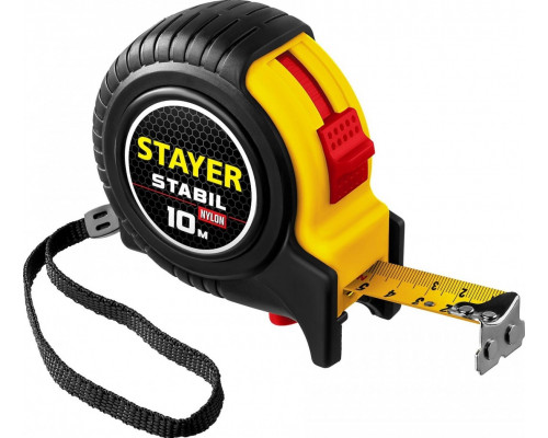 Рулетка STAYER STABIL 10 м / 25 мм профессиональная в ударостойком обрезиненном корпусе 34131-10_z02