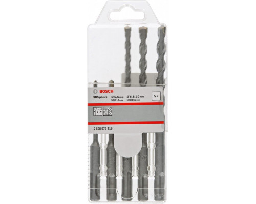 Набор буров BOSCH SDS-plus 5/6/6/8/10x160 мм 2608579119