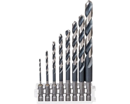 Бита для заворачивания BOSCH Кассета 8шт Impact Control HEX 2, 3, 4, 5, 6, 7, 8 сверло по металлу 10 мм 2608577139