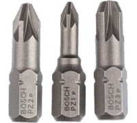 Бита для заворачивания BOSCH Extra Hard 25 мм PZ/1/2/3 3шт 2607001753