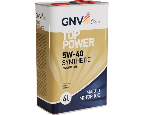 Масло моторное GNV Top Power 5W40 Synthetic 4 л (металл. канистра) GTP1011872019510540004