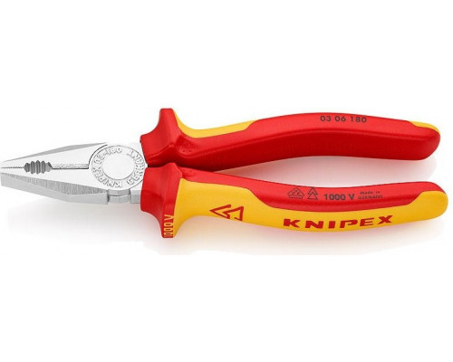 Плоскогубцы диэлектрические KNIPEX 0306180SB 180 мм комбинированные KN-0306180SB