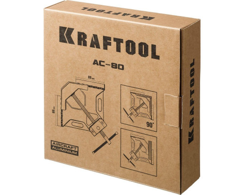 Струбцина угловая KRAFTOOL AC-80 мощная алюминиевая 32202