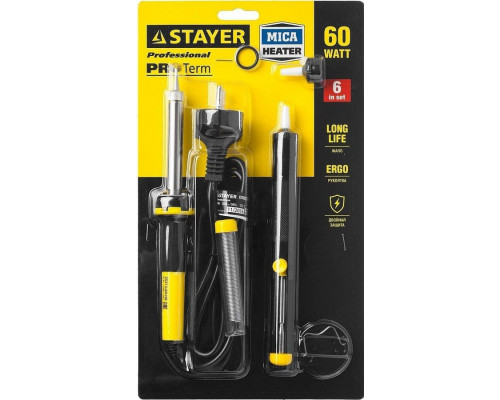 Электропаяльник в наборе STAYER 55313-60-H6 60 Вт