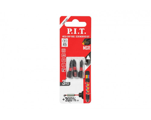 Бита для заворачивания P.I.T. ударная PZ2x25 мм 3 шт. ASDR01-25PZ2