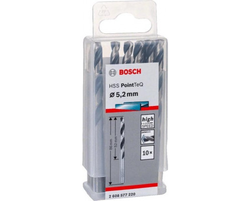 Сверло по металлу BOSCH HSS PointTeQ 5.2 мм 10шт 2608577220