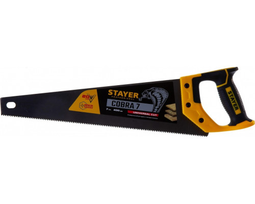 Ножовка по дереву STAYER Cobra 7 универсальная (пила) 400 мм, 7 tpi, универс. зуб, 1510-40_z02