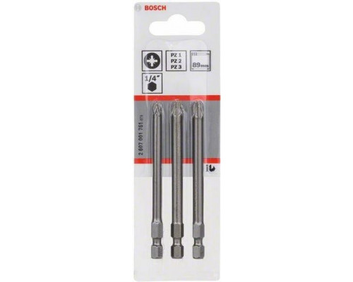 Набор бит BOSCH из 3 шт. PZ1/2/3 х 89 мм Extra Hard 2607001761