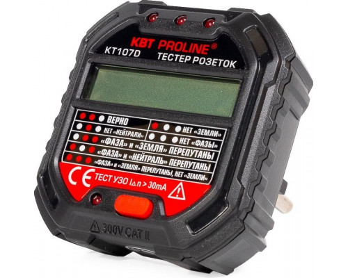 Тестер розеток и УЗО КВТ КТ 107D PROLINE 86321