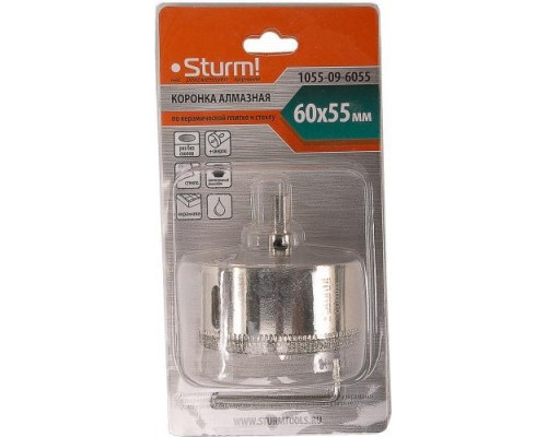 Алмазная коронка для мокрого сверления Sturm 1055-09-6055 по керамике и стеклу