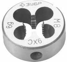 Плашка ЗУБР круглая ручная м8x1.25мм, сталь 9хс 4-28022-08-1.25