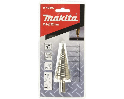 Сверло ступенчатое по металлу MAKITA 4-32 мм D-40107 D-40107