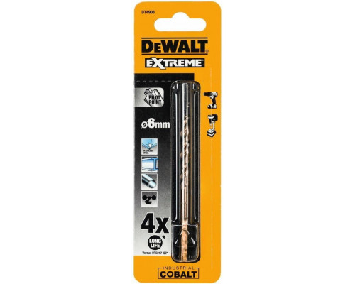 Сверло по металлу DeWALT 6,0 x 57 / 93 мм HSS-CO Extreme кобальтовое DT4908-QZ DT4908-QZ