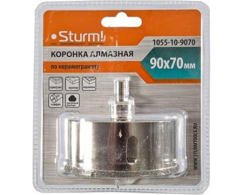Алмазная коронка для мокрого сверления Sturm 1055-10-9070 по керамограниту 90х70 мм, хвост. с проточками